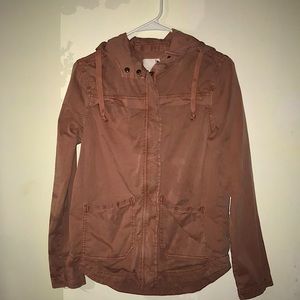 Rustic pink zip up, with an awesome deep hood.